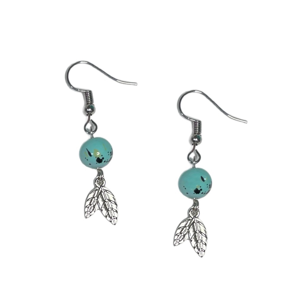 Handmade Leafy Paint Splatter Earrings